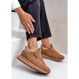 Baskets Femme En Daim Avec Fourrure Et Élément Brillant Big Star OO274578 Hi-Poly System Camel brun 10