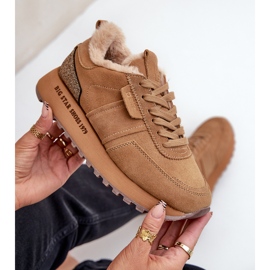 Baskets Femme En Daim Avec Fourrure Et Élément Brillant Big Star OO274578 Hi-Poly System Camel brun 2