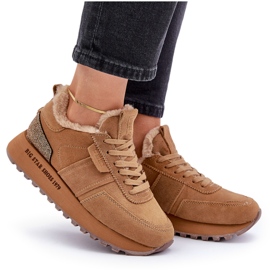 Baskets Femme En Daim Avec Fourrure Et Élément Brillant Big Star OO274578 Hi-Poly System Camel brun 11