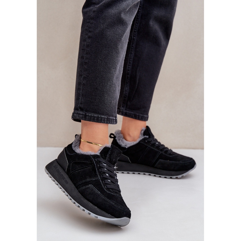 Baskets Femme En Daim Avec Fourrure Et Élément Brillant Big Star OO274580 Hi-Poly System Noir le noir 2