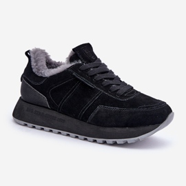 Baskets Femme En Daim Avec Fourrure Et Élément Brillant Big Star OO274580 Hi-Poly System Noir le noir 4