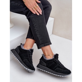 Baskets Femme En Daim Avec Fourrure Et Élément Brillant Big Star OO274580 Hi-Poly System Noir le noir 9