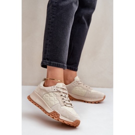 Baskets en cuir pour femmes Big Star OO274A315 Hi-Poly System Beige 2