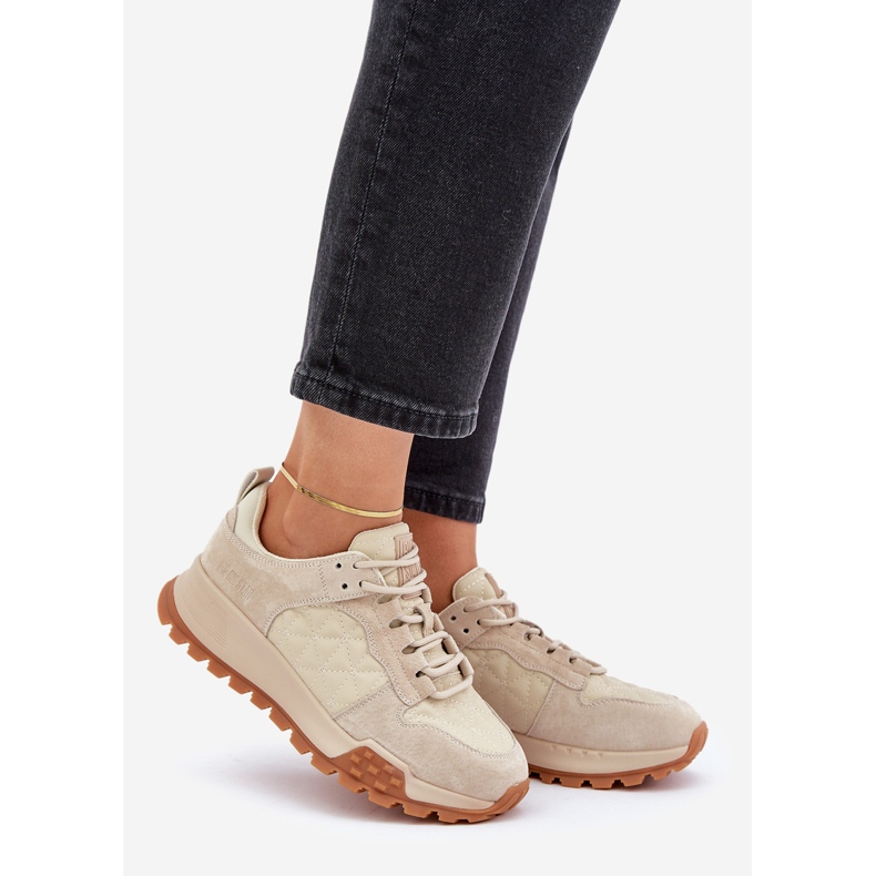 Baskets en cuir pour femmes Big Star OO274A315 Hi-Poly System Beige 1