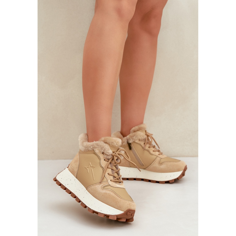 Baskets Trapper En Cuir Pour Femme Avec Fourrure Sur La Plateforme Big Star OO274A330 Beige 2 Baskets Trapper En Cuir Pour Femme Avec Fourrure Sur La Plateforme Big Star OO274A330 Beige 2