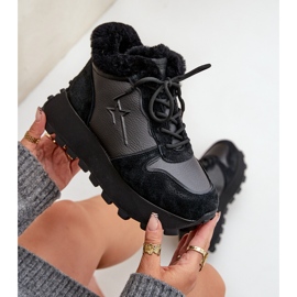 Baskets Trapper En Cuir Pour Femme Avec Fourrure Sur La Plateforme Big Star OO274A329 Noir 2