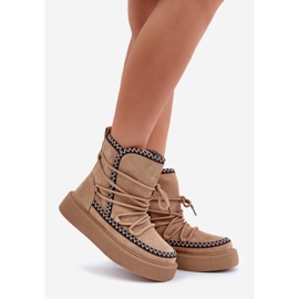 Bottes de neige marron pour femmes avec broderie sur la plateforme brun 1
