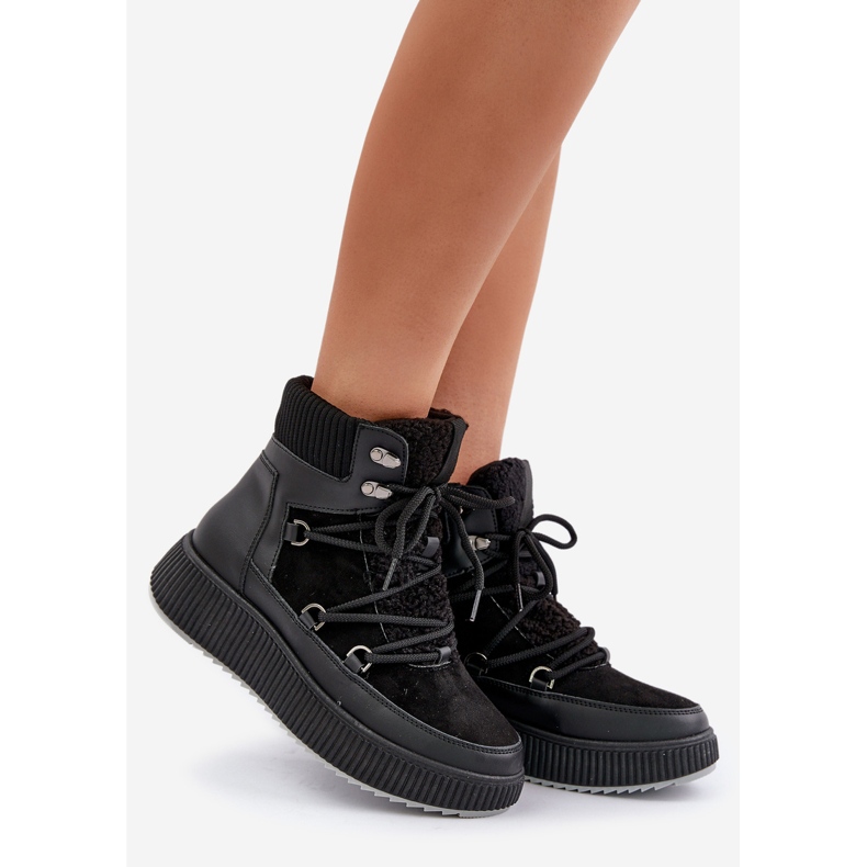 Bottes de neige basses sur plateforme pour femmes, noir le noir 1