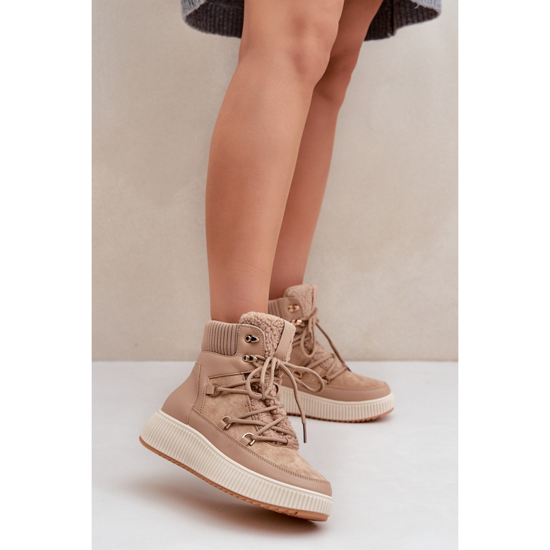 Bottes de neige à plateforme basse marron beige 2
