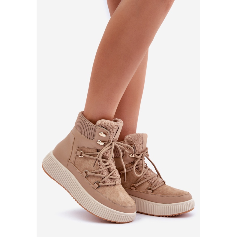 Bottes de neige à plateforme basse marron beige 1