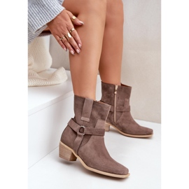 Zazoo 3444/2 Bottes à talons hauts marron en daim naturel brun 7