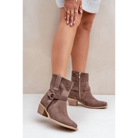 Zazoo 3444/2 Bottes à talons hauts marron en daim naturel brun 2
