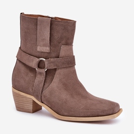 Zazoo 3444/2 Bottes à talons hauts marron en daim naturel brun 4