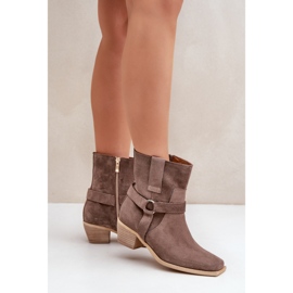 Zazoo 3444/2 Bottes à talons hauts marron en daim naturel brun 3