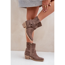 Zazoo 3444/2 Bottes à talons hauts marron en daim naturel brun 6