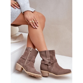 Zazoo 3444/2 Bottes à talons hauts marron en daim naturel brun 8