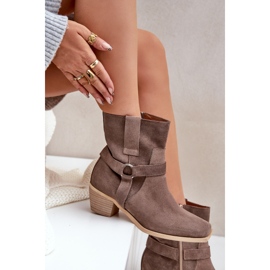 Zazoo 3444/2 Bottes à talons hauts marron en daim naturel brun 9