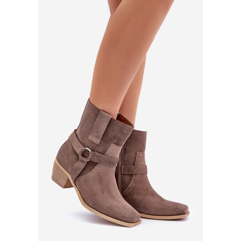 Zazoo 3444/2 Bottes à talons hauts marron en daim naturel brun 1