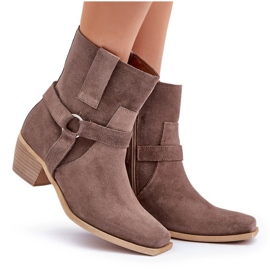 Zazoo 3444/2 Bottes à talons hauts marron en daim naturel brun 10