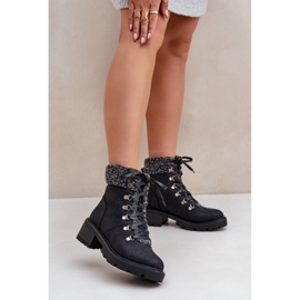 Bottes en peau de mouton à talons bas pour femmes, noir 2