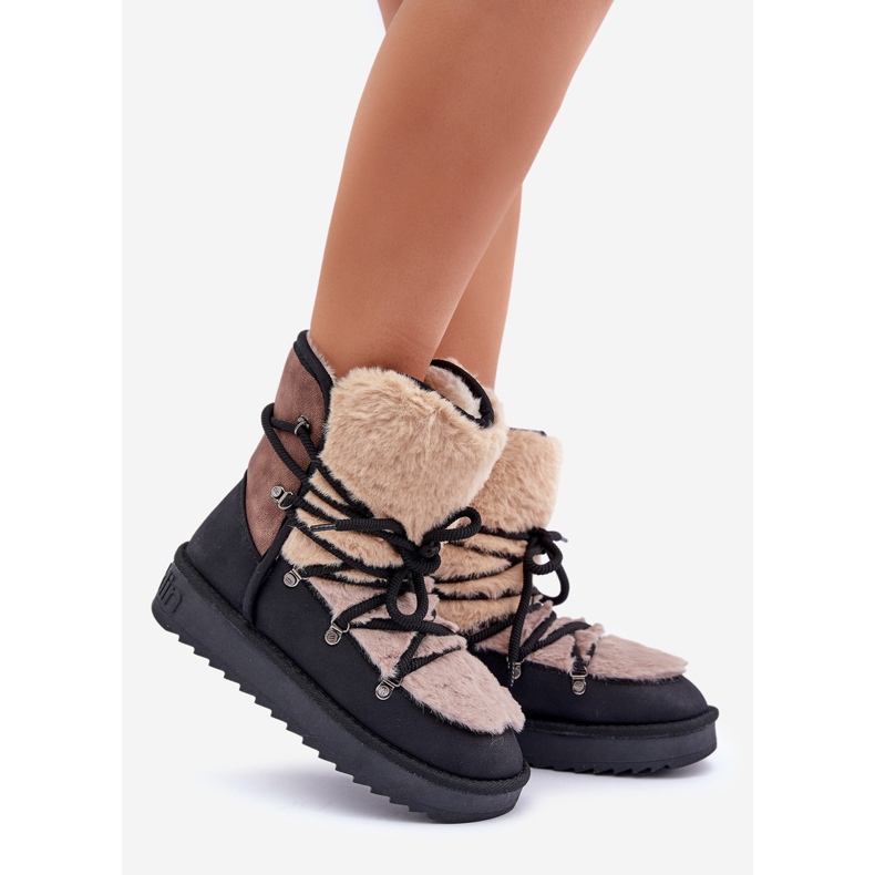 Bottes de neige avec fourrure pour femmes D.Franklin DFSH370012 Noir le noir 1