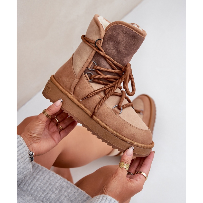 Bottes de neige pour femmes sur plateforme avec fixation D.Franklin DFSH370013 Camel brun 2