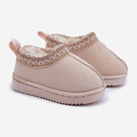 Bottes de neige pour enfants sur plateforme, doublées de fourrure, beige clair 1
