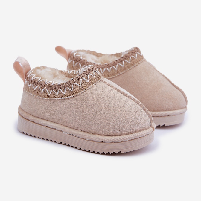 Bottes de neige pour enfants sur plateforme, doublées de fourrure, beige clair 1