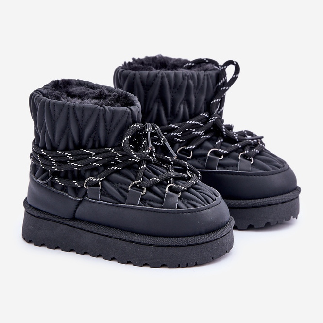 Bottes de neige pour enfants isolées avec fourrure épaisse, noir le noir 1