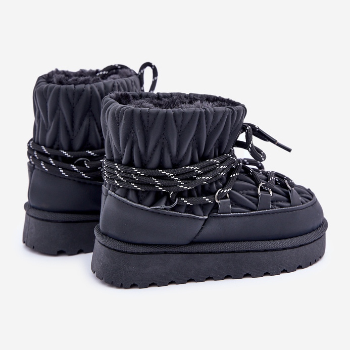 Bottes de neige pour enfants isolées avec fourrure épaisse, noir le noir 2