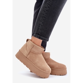 Bottes de neige isolées sur plateforme pour femme, beige foncé 1 Bottes de neige isolées sur plateforme pour femme, beige foncé 1