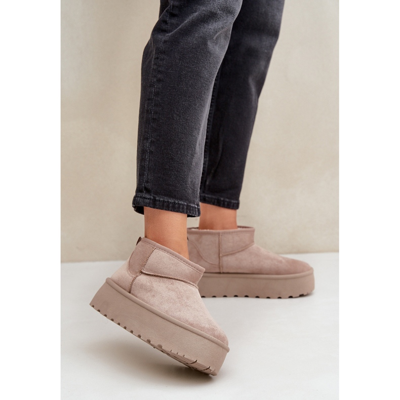 Bottes de neige isolées pour femmes sur plateforme beige 2 Bottes de neige isolées pour femmes sur plateforme beige 2