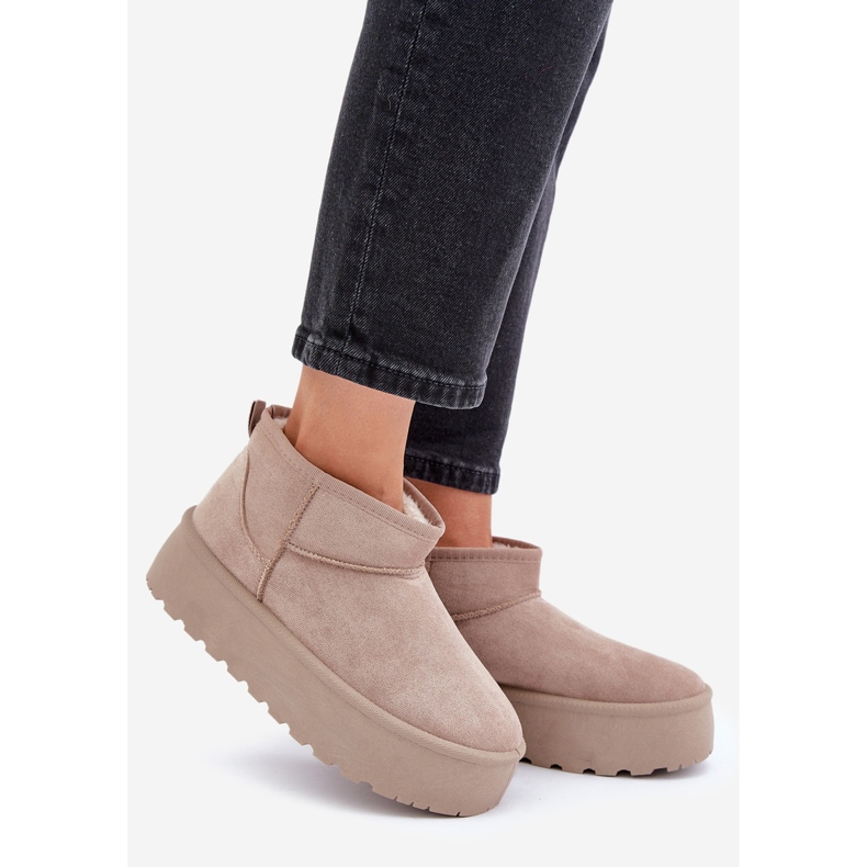 Bottes de neige isolées pour femmes sur plateforme beige 1 Bottes de neige isolées pour femmes sur plateforme beige 1