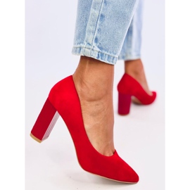 Escarpins à talons en éco-daim rouge 4