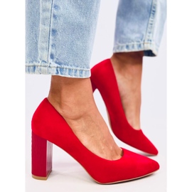Escarpins à talons en éco-daim rouge 3
