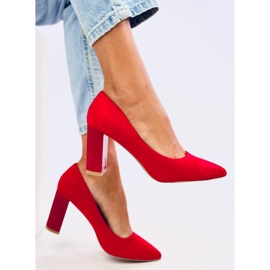 Escarpins à talons en éco-daim rouge 5