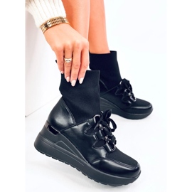 Bottines compensées avec tige élastique, noir le noir 5