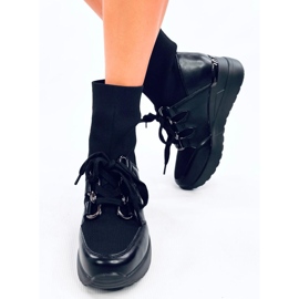 Bottines compensées avec tige élastique, noir le noir 2