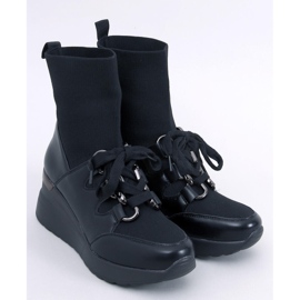 Bottines compensées avec tige élastique, noir le noir 1