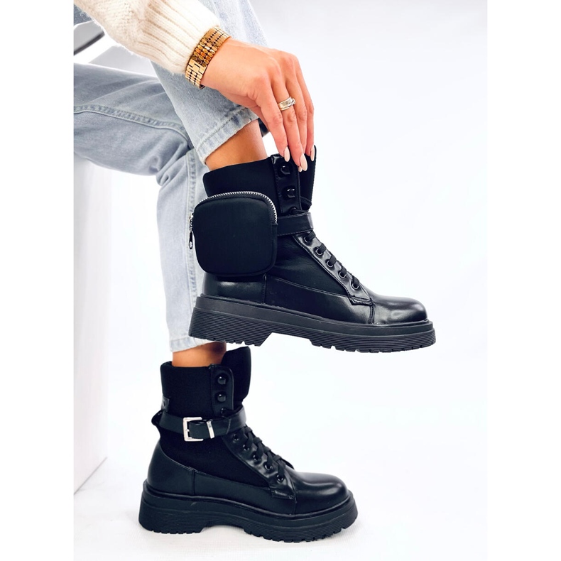 Bottes militaires avec pochette amovible, noir le noir 2 Bottes militaires avec pochette amovible, noir le noir 2