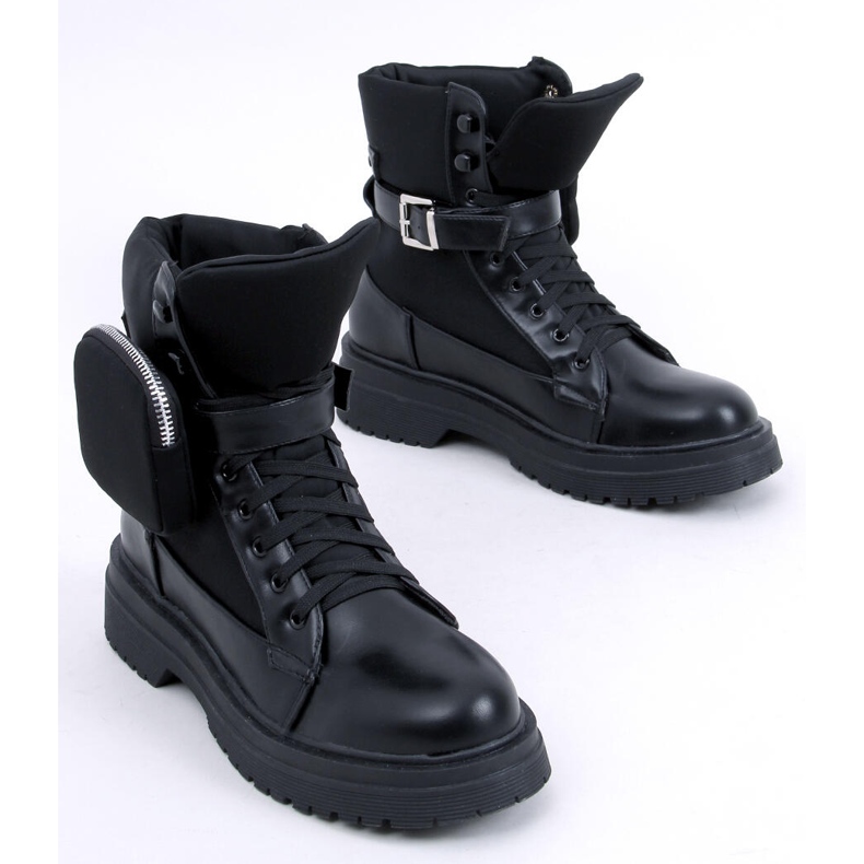 Bottes militaires avec pochette amovible, noir le noir 1 Bottes militaires avec pochette amovible, noir le noir 1