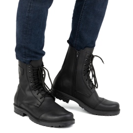 Chaussures montantes en cuir vernis pour hommes 2118/2 POLBUT noir 1