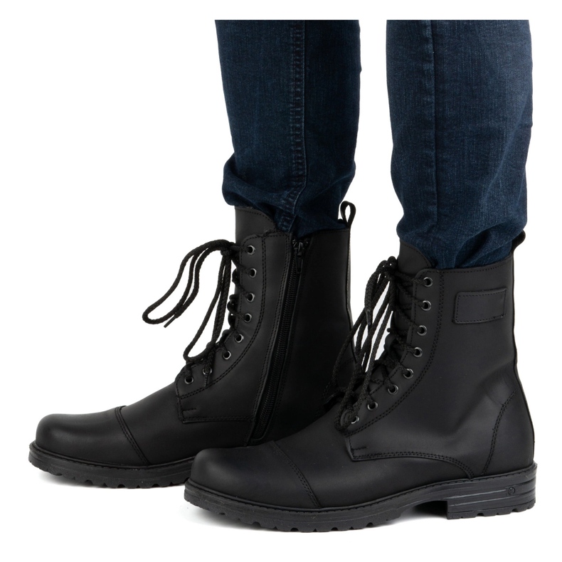 Chaussures montantes en cuir vernis pour hommes 2118/2 POLBUT noir 2