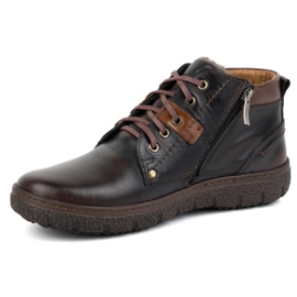 Kampol Chaussures d'hiver isolées en cuir pour hommes 108/K marron brun 1