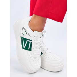 Baskets plateforme femme, blanches et vertes 2