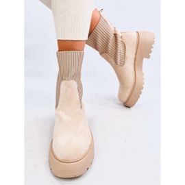 Bottines beiges avec revers élastique 3
