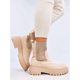 Bottines beiges avec revers élastique 1