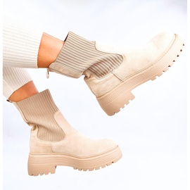 Bottines beiges avec revers élastique 4