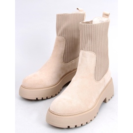 Bottines beiges avec revers élastique 5