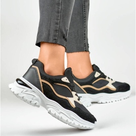 Baskets femme à semelle épaisse, noir 9062-B 1